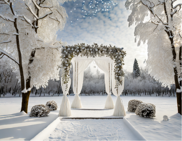 Houppa (fleurs de soie et naturelles) pack Hivernal avec fauteuils et teva